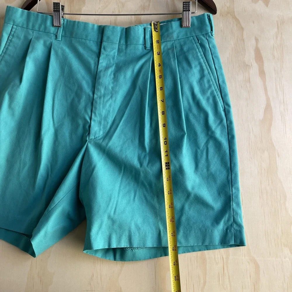 Vintage Knightsbridge Chino Mens 38 Teal Pleated Made In USA Casual‎ Shorts